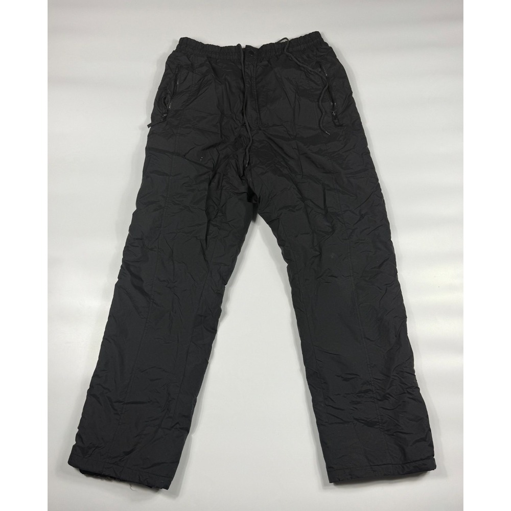 Skigear Ski Pants Mens Large Black Insulated Warm Zip Pockets Drawstring Waist